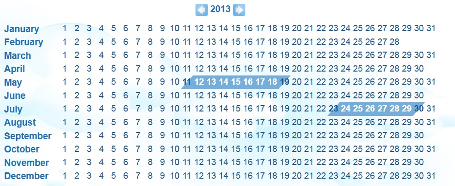 whole year calendars