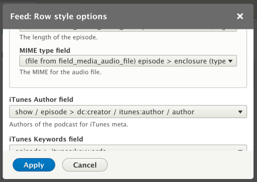 Options for each view item/row