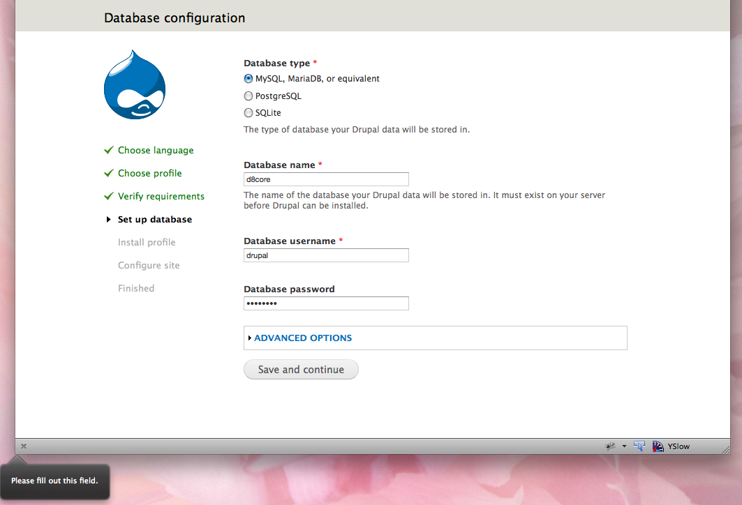 HTML5 form validation prevents users from being able to install Drupal ...