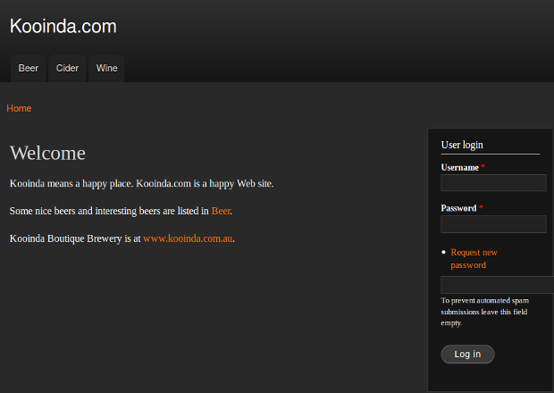 Kooinda.com home page expalining Kooinda is a happy place.