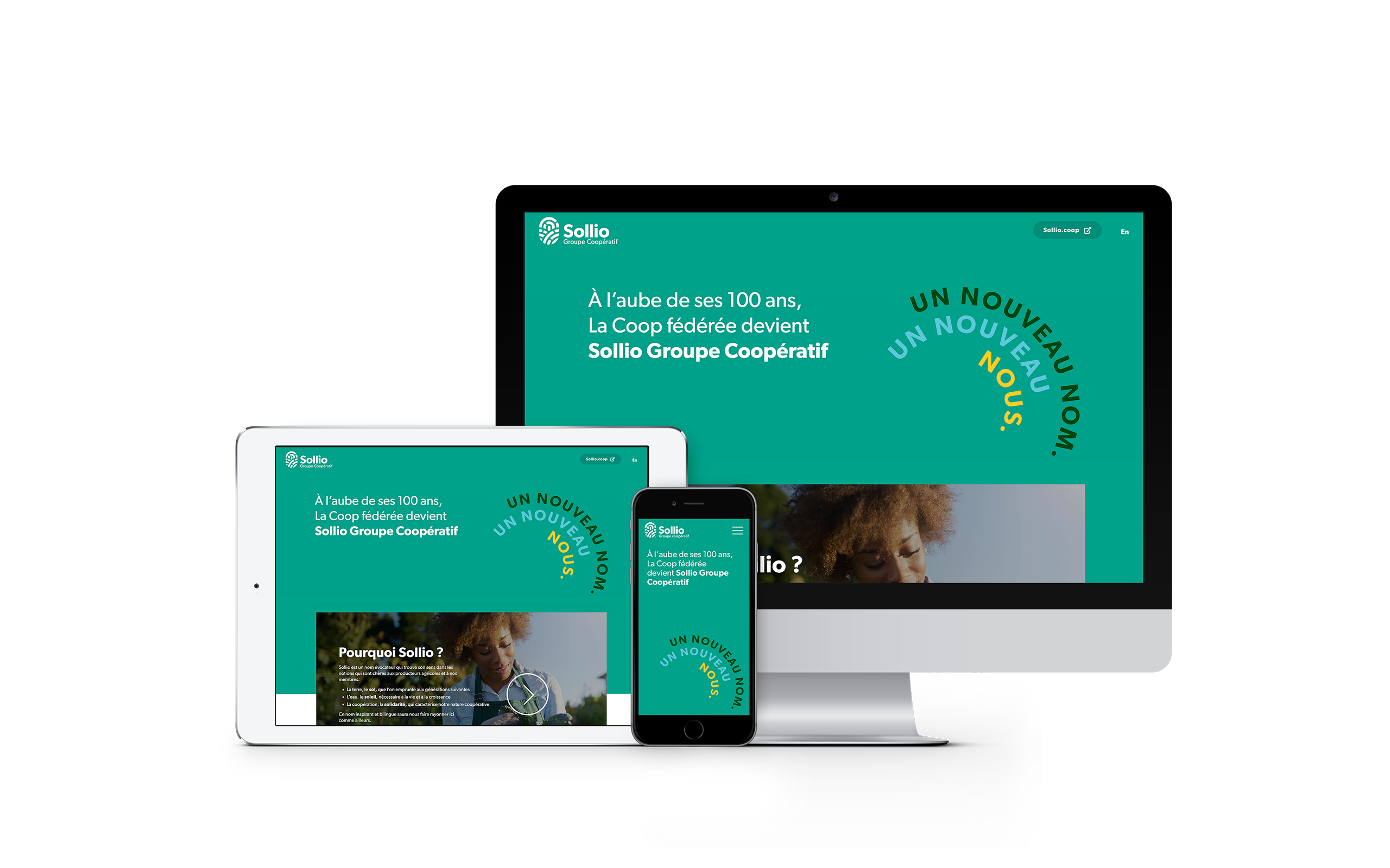 Sollio Cooperative Group desktop and mobile interfaces