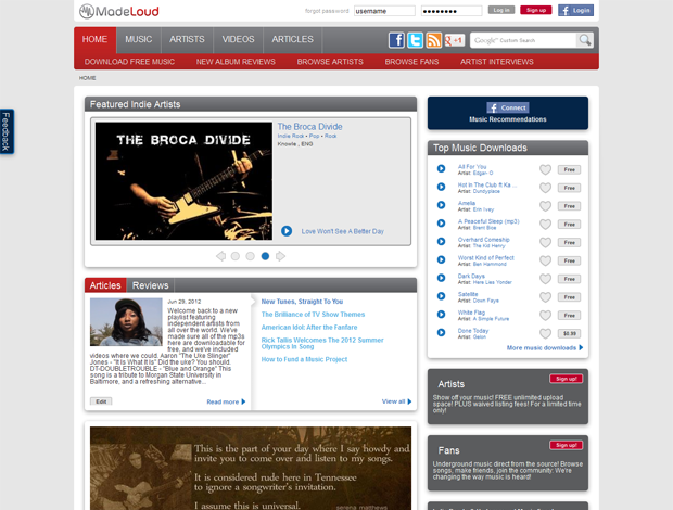 MadeLoud.com Home Page