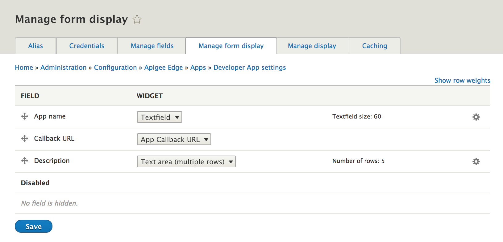 Manage form display