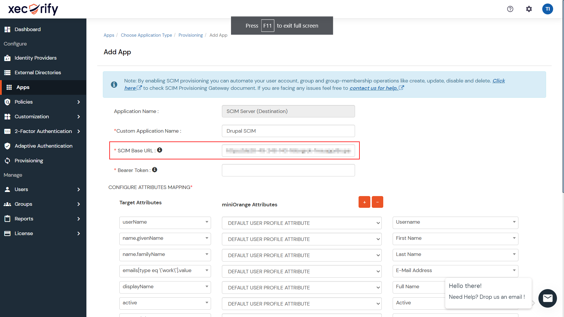 miniOrange-SCIM-Client-Paste-SCIM-Base-URL