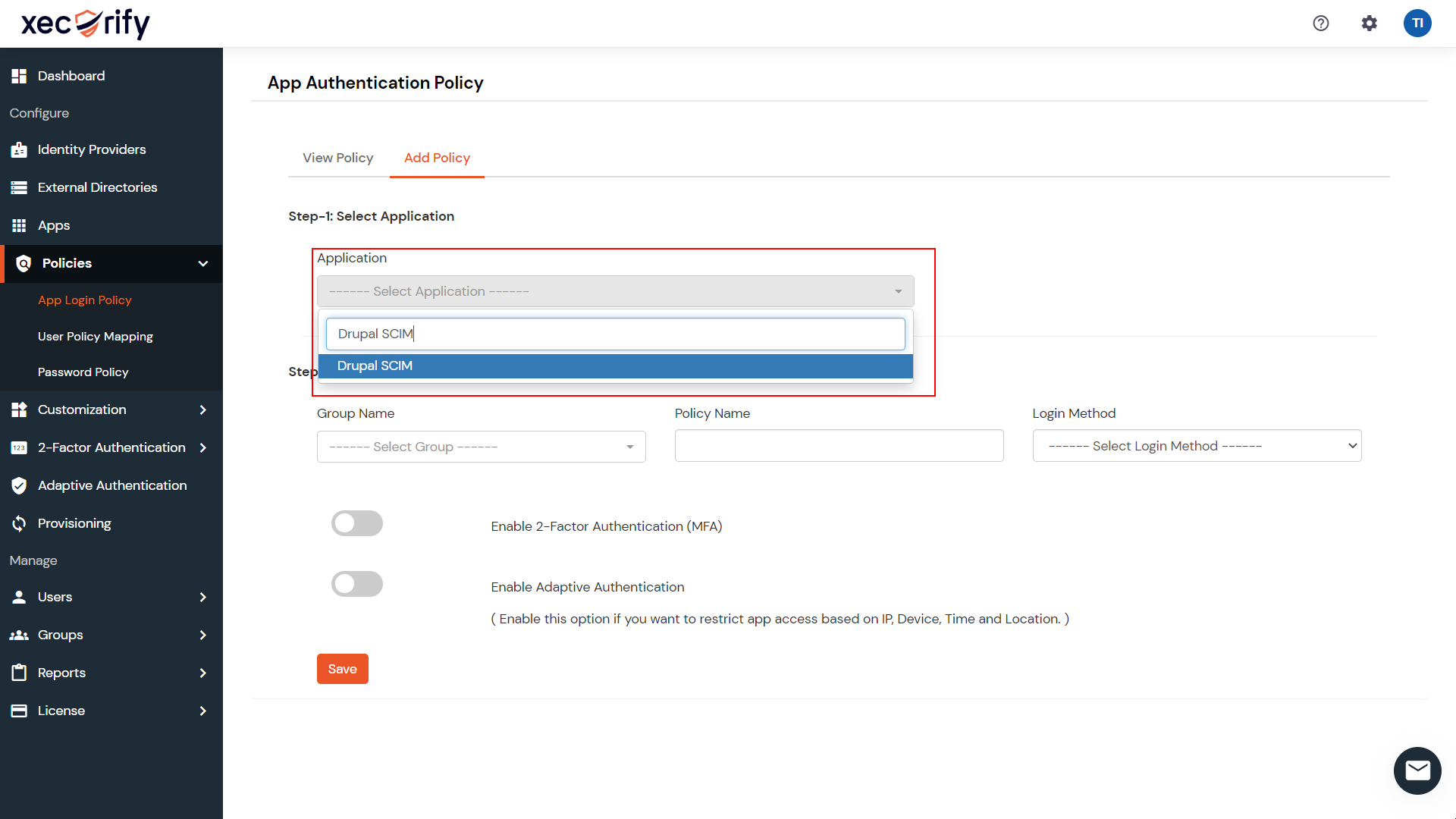 miniOrange-SCIM-Client-Select-Application-Created