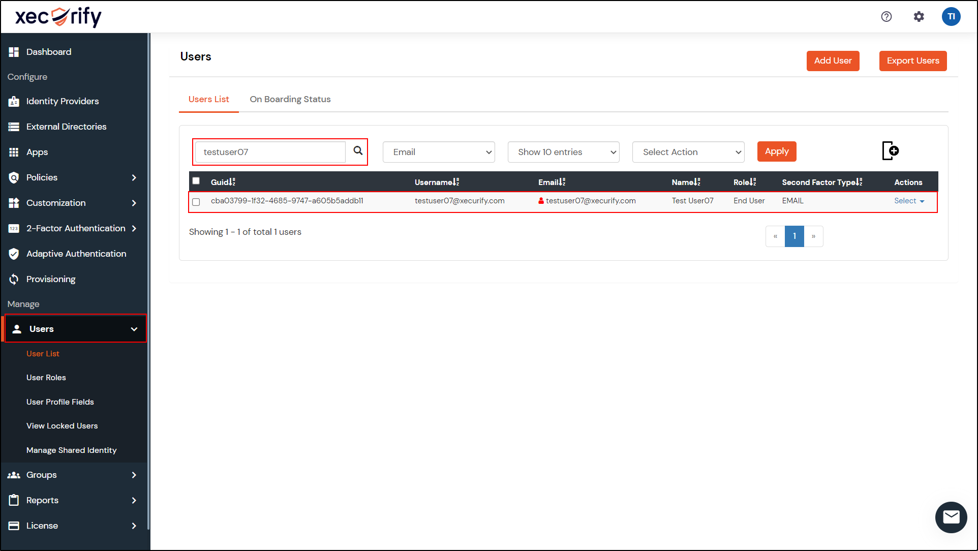 User Successfully Provisioned