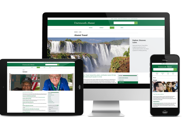 Dartmouth Alumni site on different interfaces