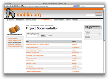 Moblin.org community landing page