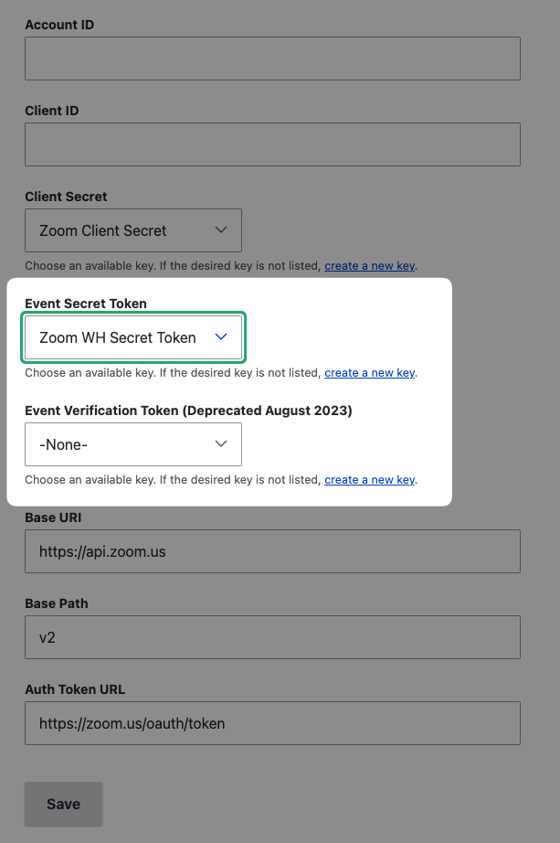 Zoom API Module Webhook Secret Token