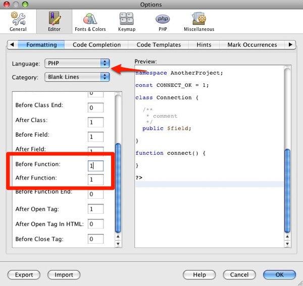 NetBeans blank lines