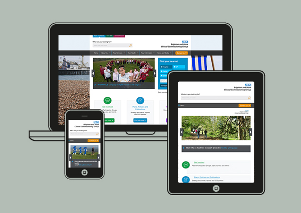 NHS Brighton and Hove homepages on multiple devices