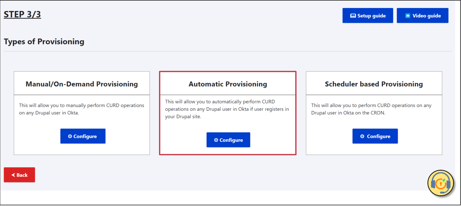 okta user sync and provisioning - select automatic provisioning and click on configure button