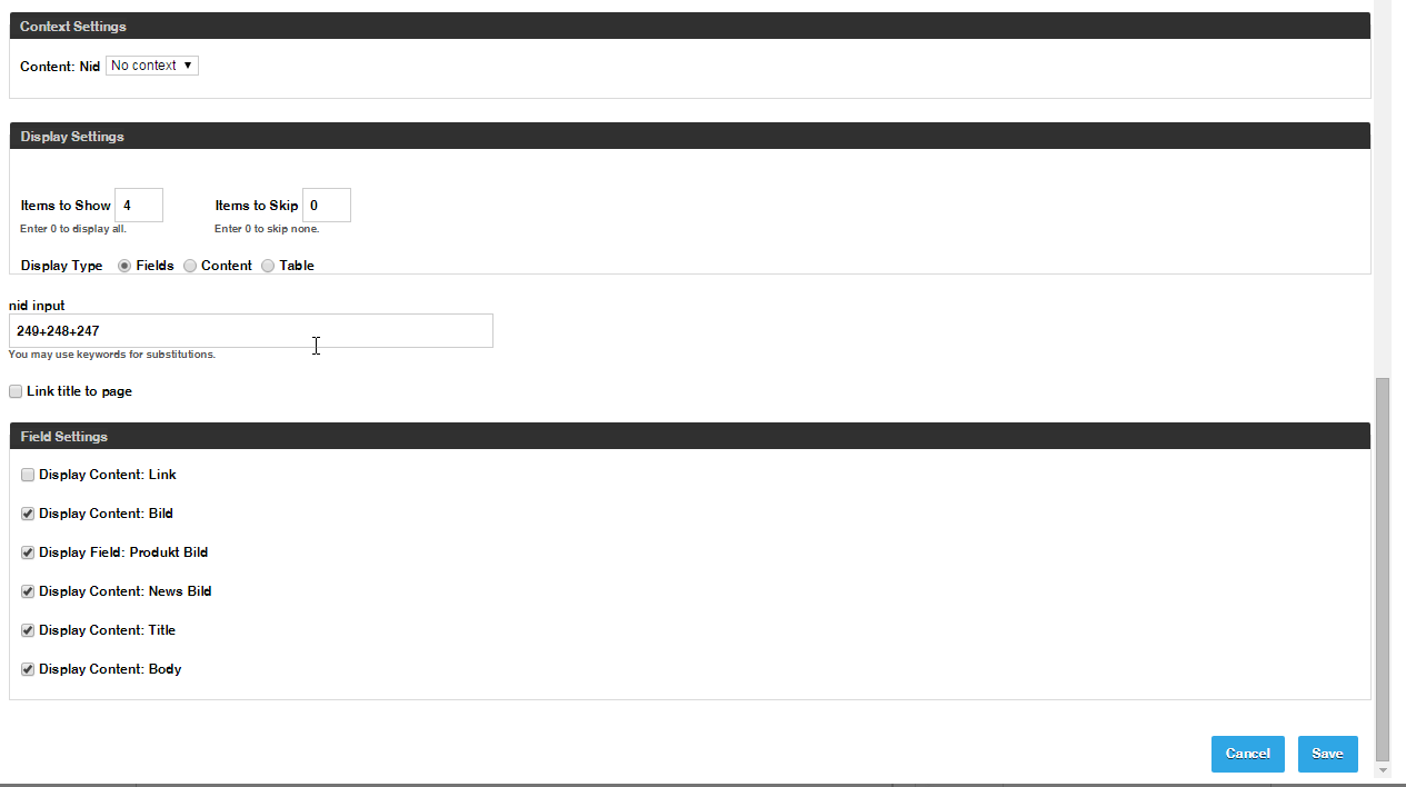 pane settings