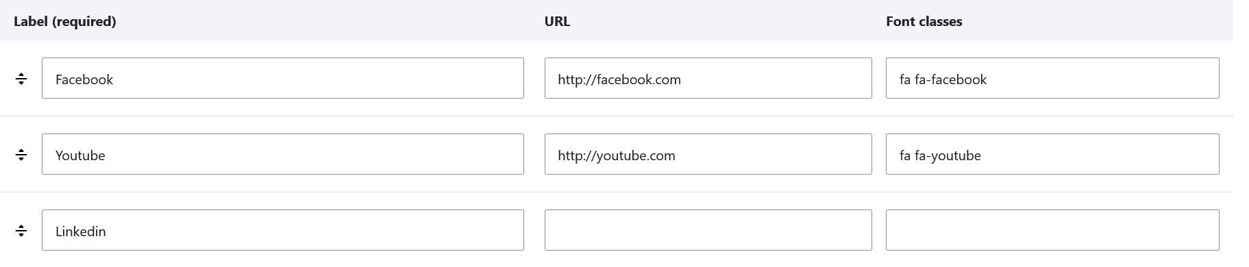 Social media platforms settings.