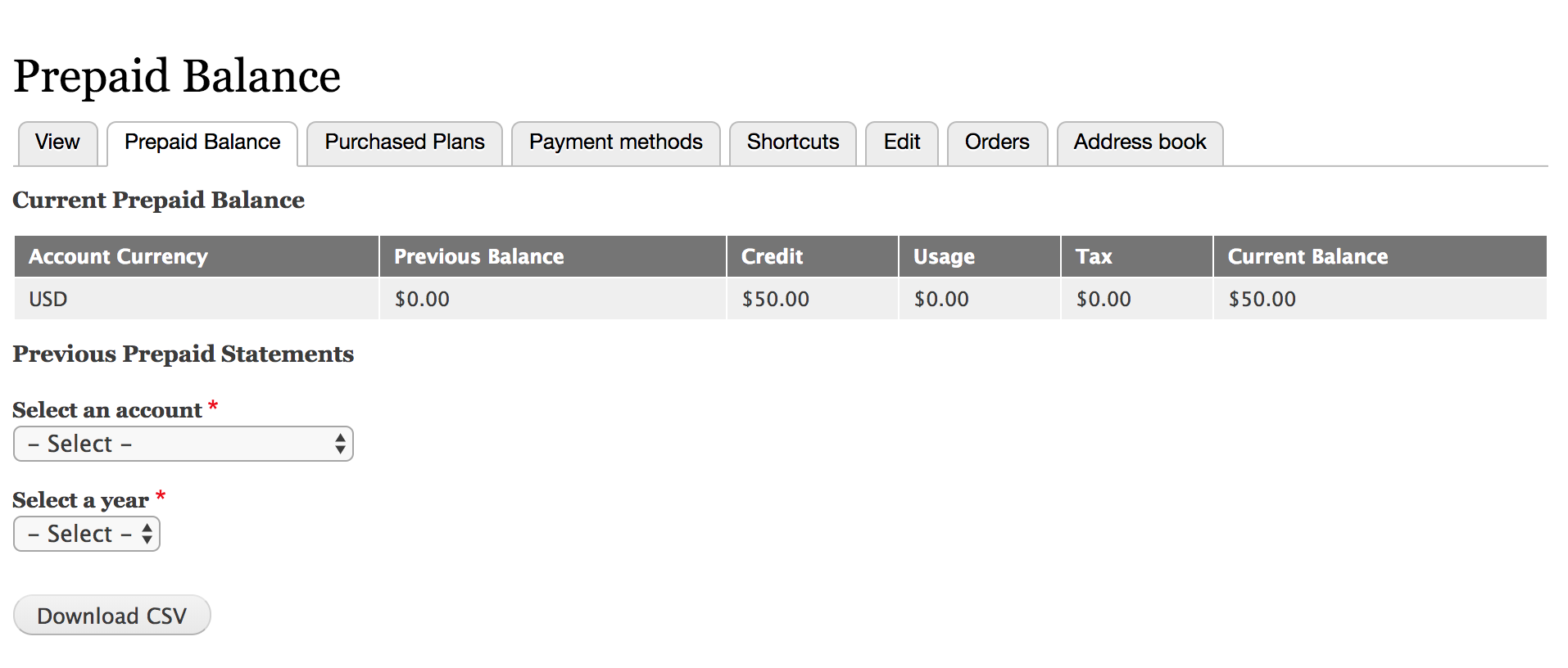 prepaid balance