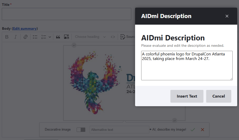 Aidmi ai describe my image image alt text generator drupal