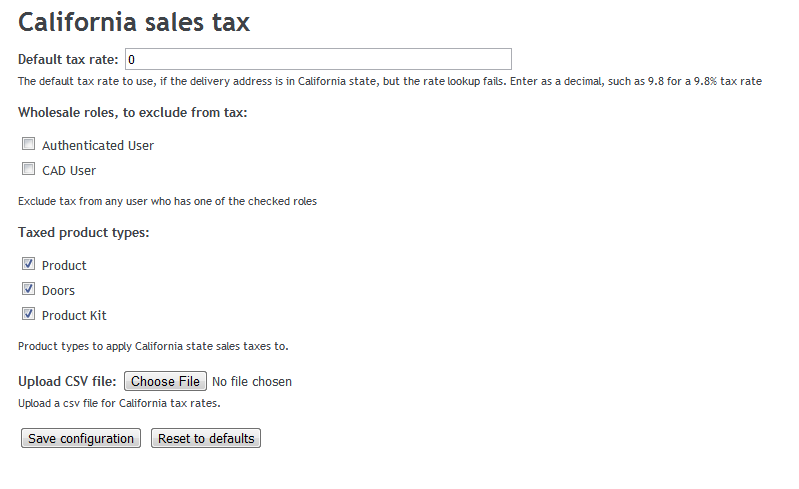 California Sales Tax Chart