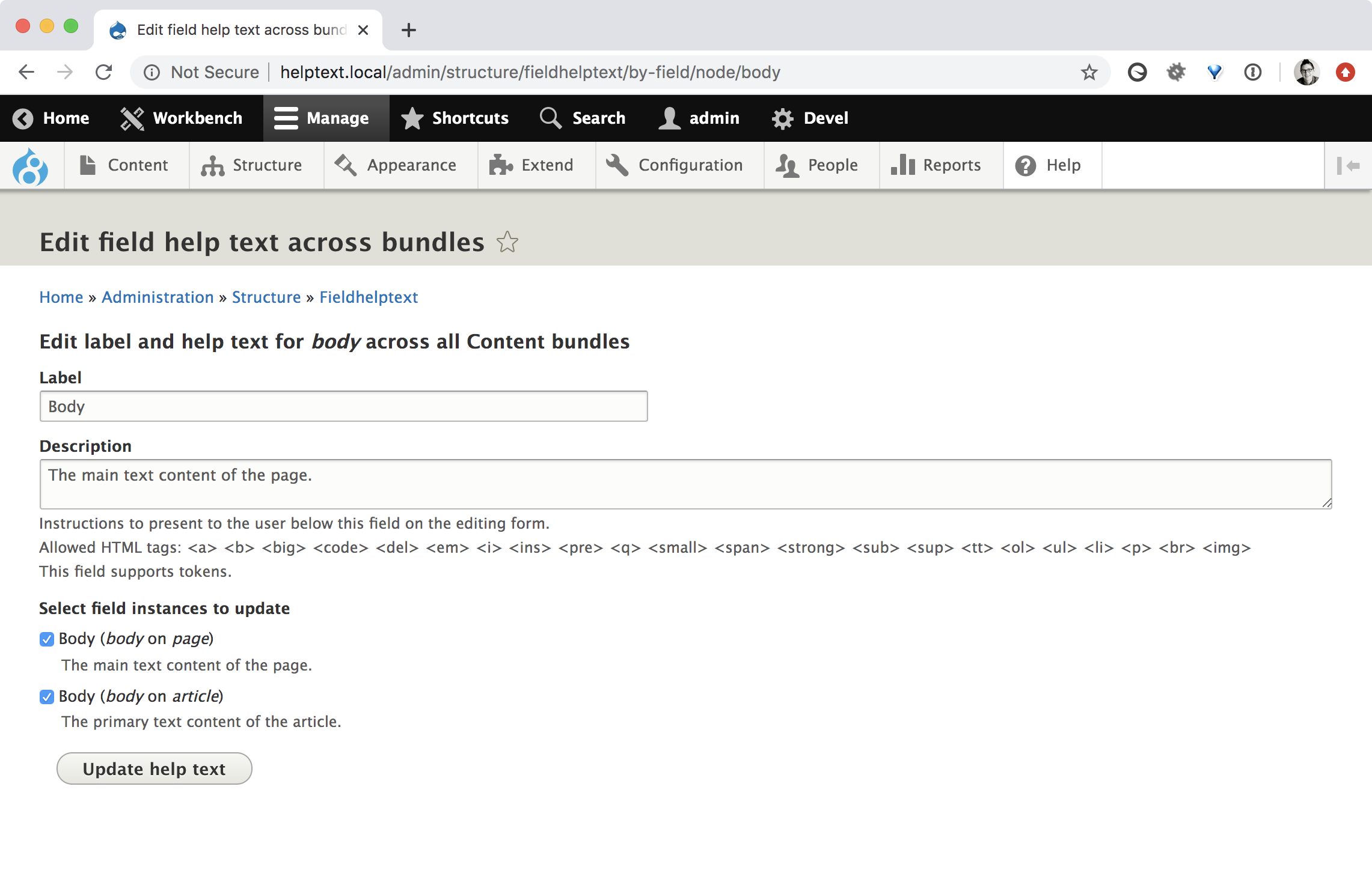 Field Help Text | Drupal.org