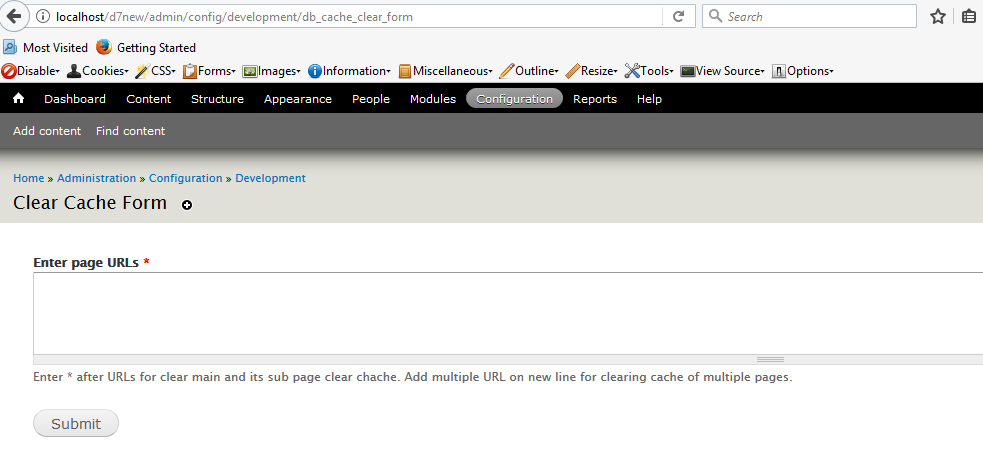 Drupal Cache Form Drupal Cache Form