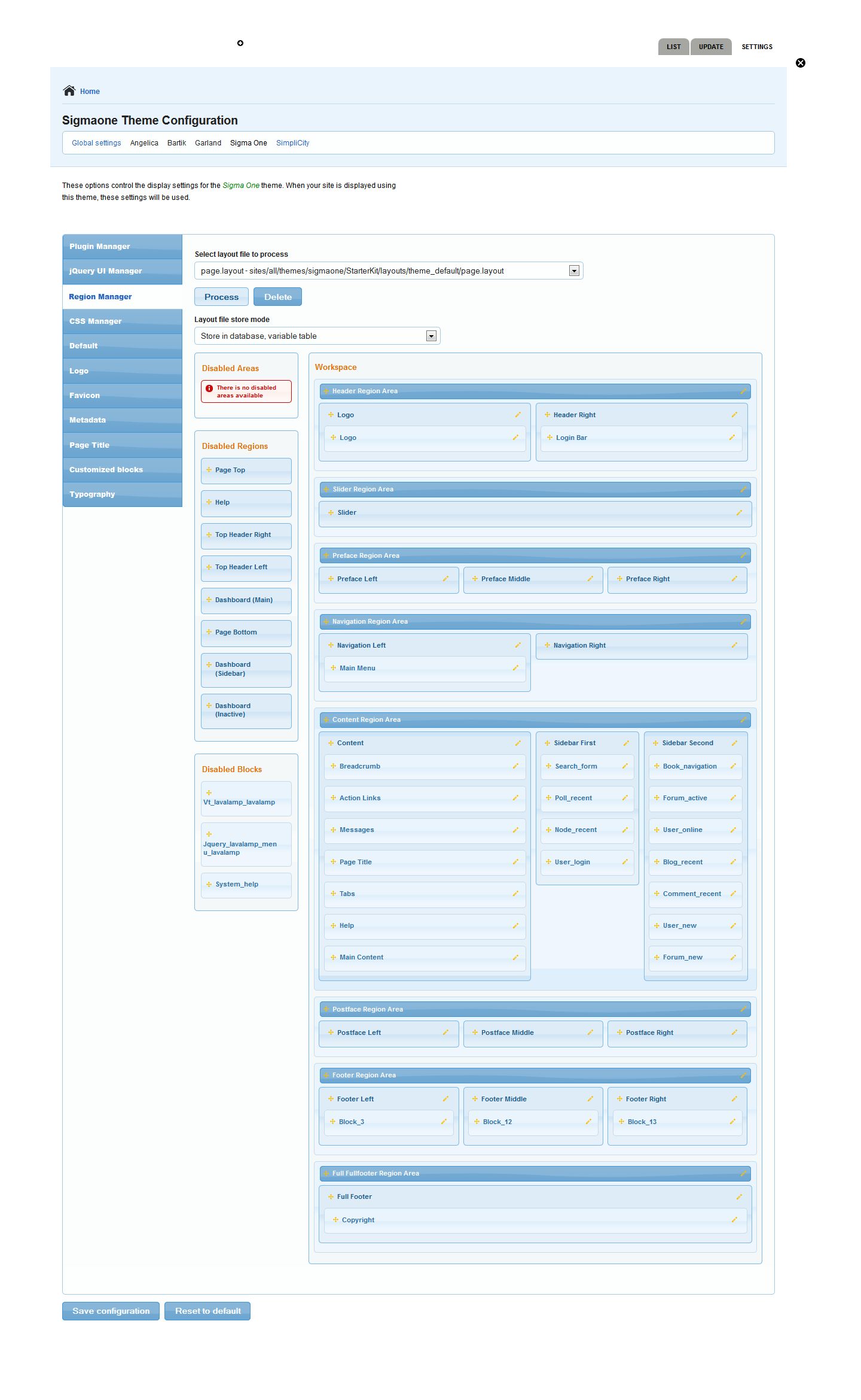segmaone theme configuration screenshot