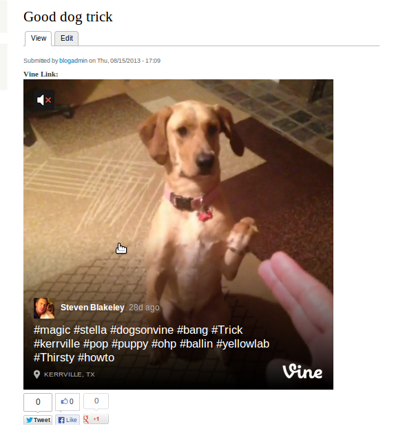 Vine in Drupal Content