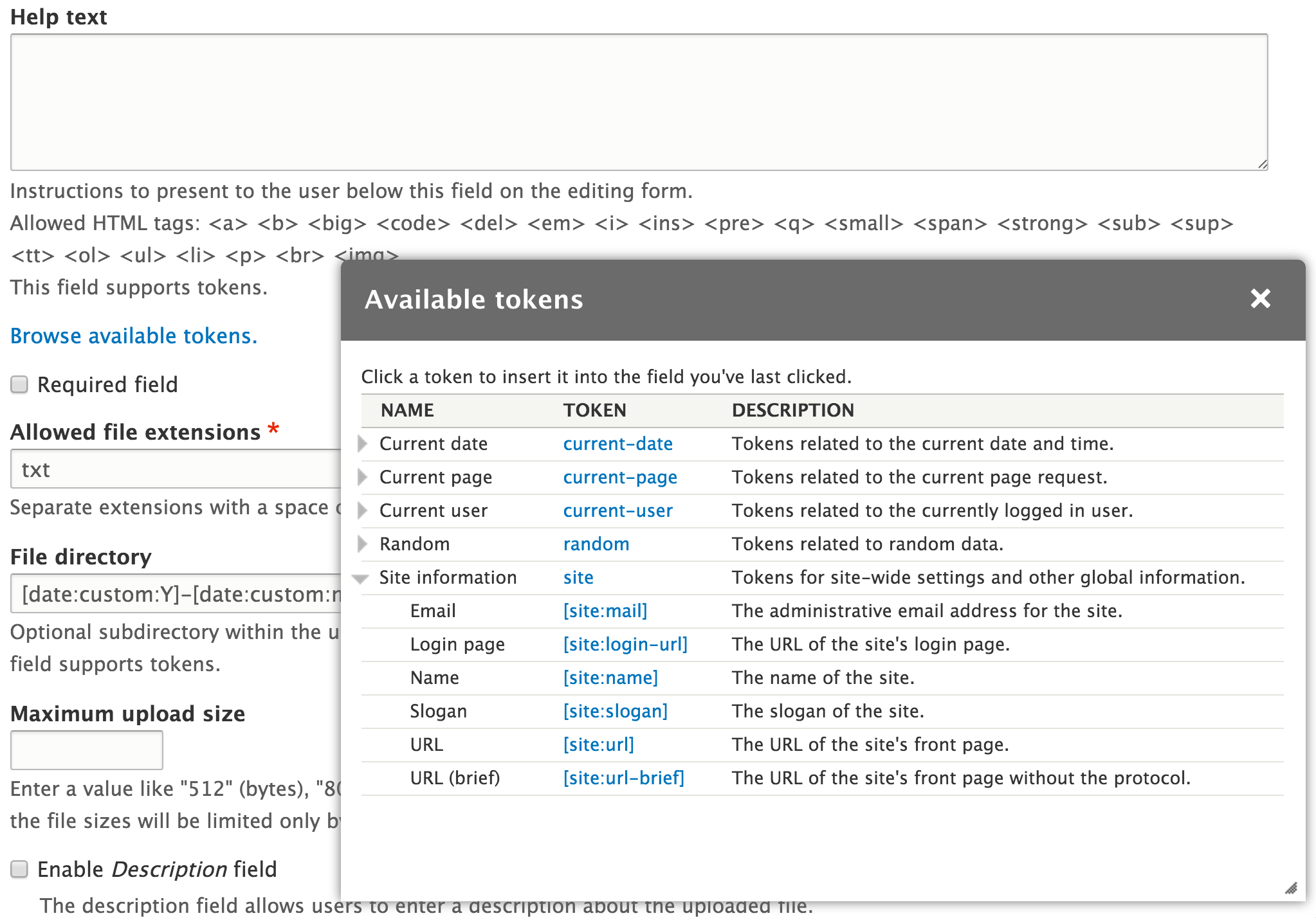 Dating site Drupal. Random token. Друпал + модуль вьюс. Description field. Current description