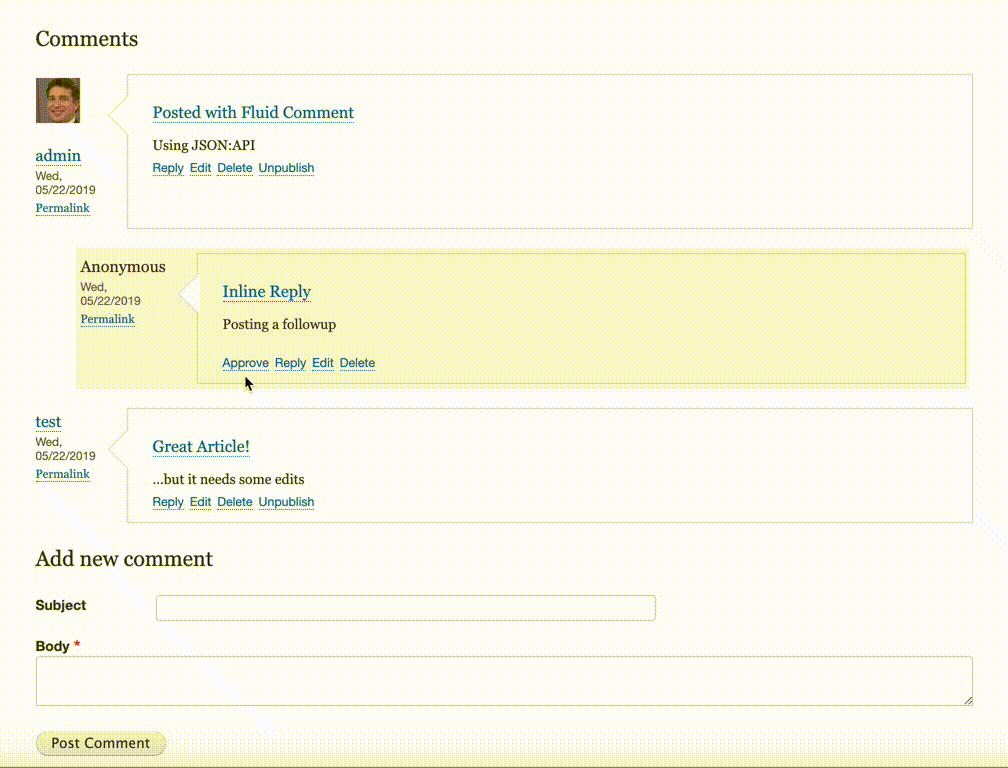Fluid Comment screenshot
