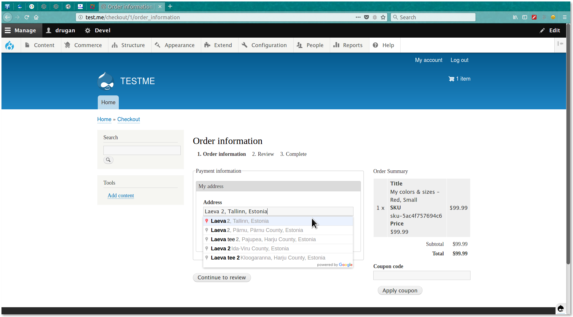 Address autocomplete (with Google Maps API) | Drupal.org