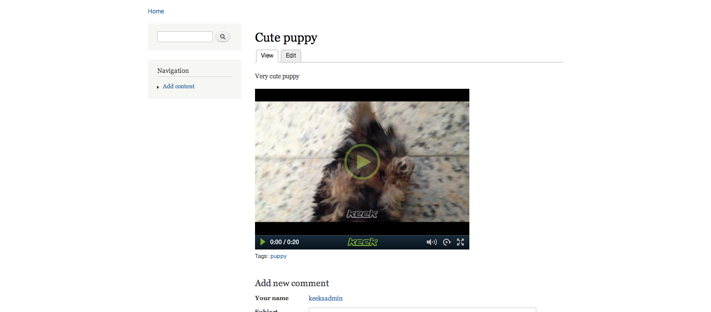 Keek video in Drupal Content