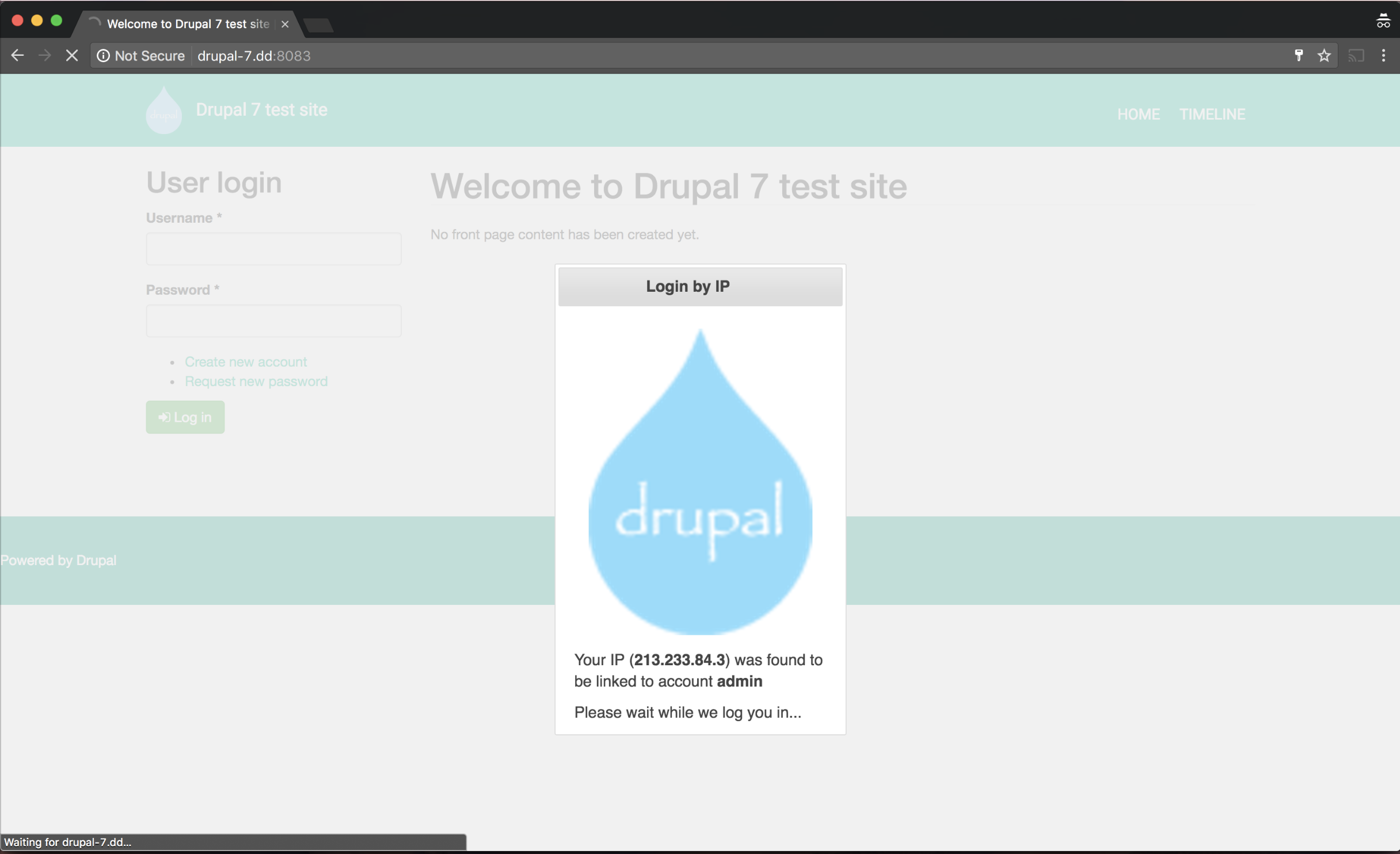 login by ip drupal org it works login page