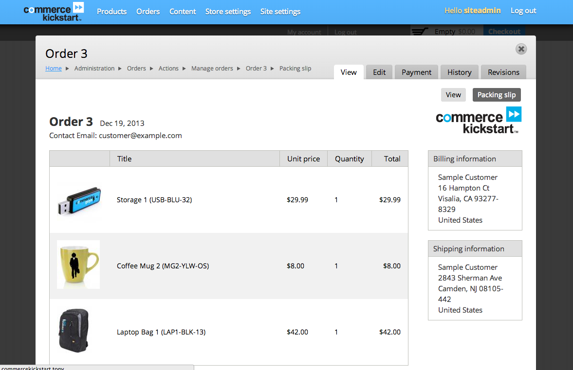 Drupal Commerce screenshot