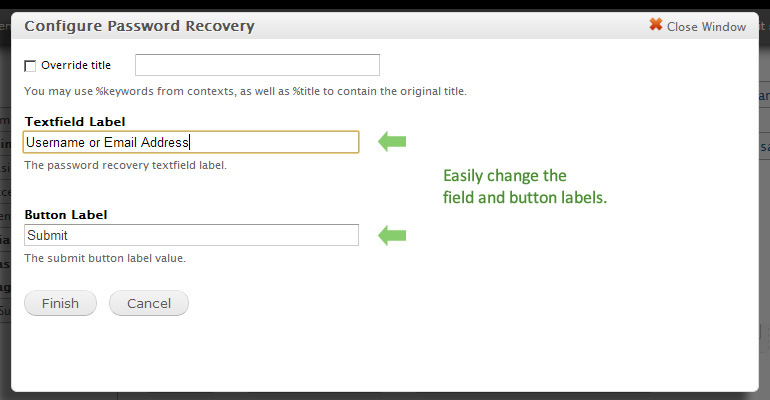 password recovery panels widget drupal org password form