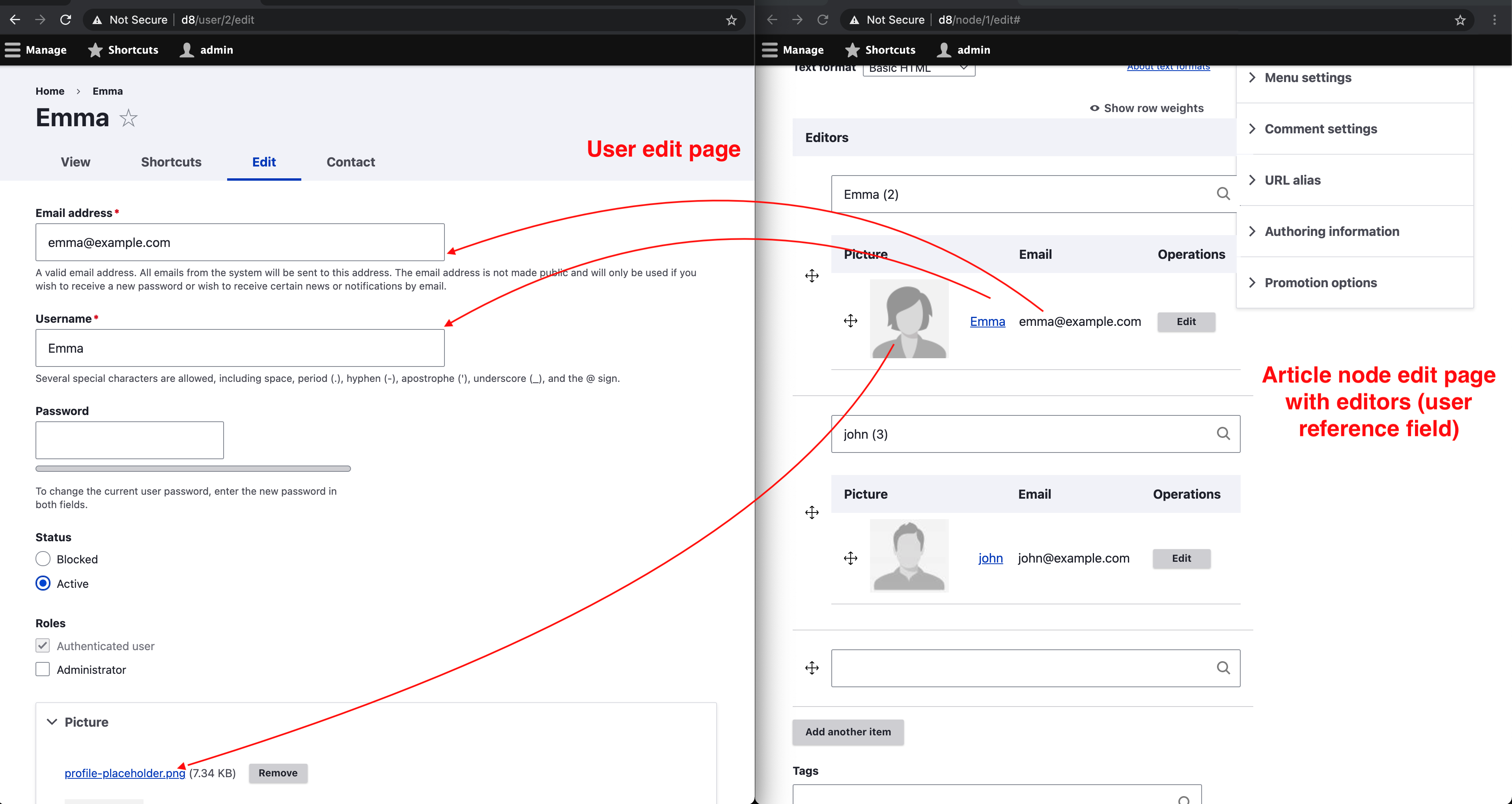 Entity reference views select example. Reference field