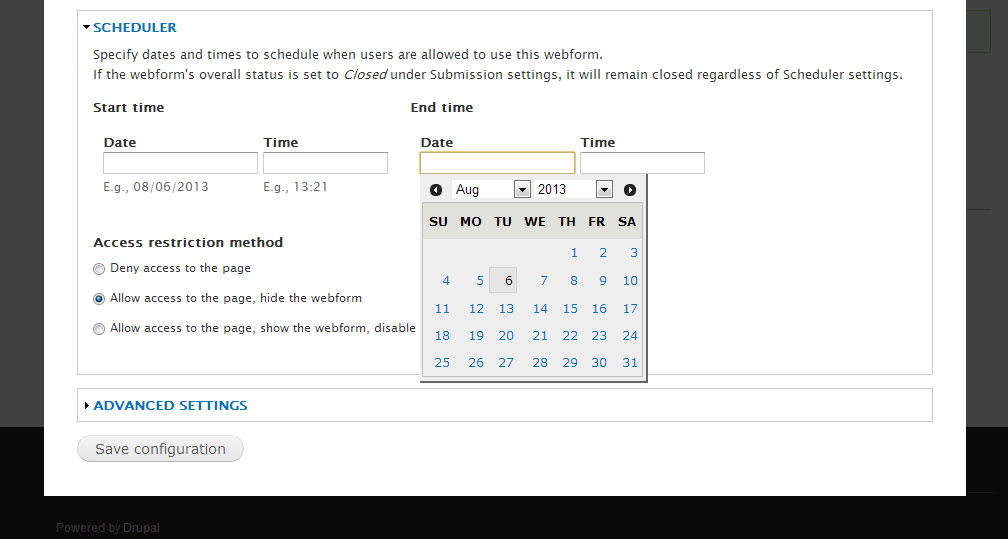 scheduler form