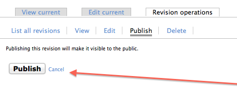 publish confirmation button