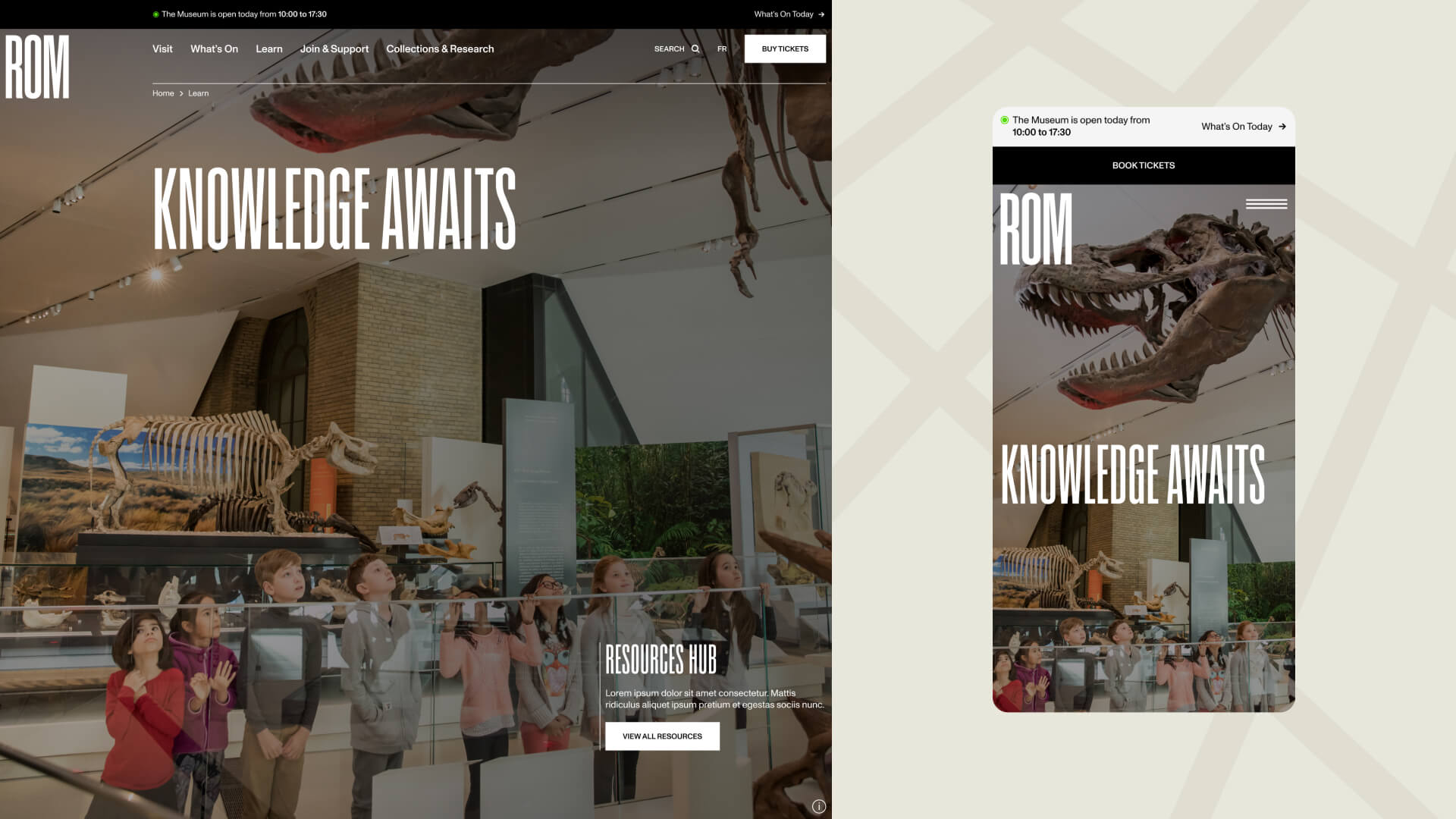 A showcase of the Royal Ontario Museum desktop and mobile site.