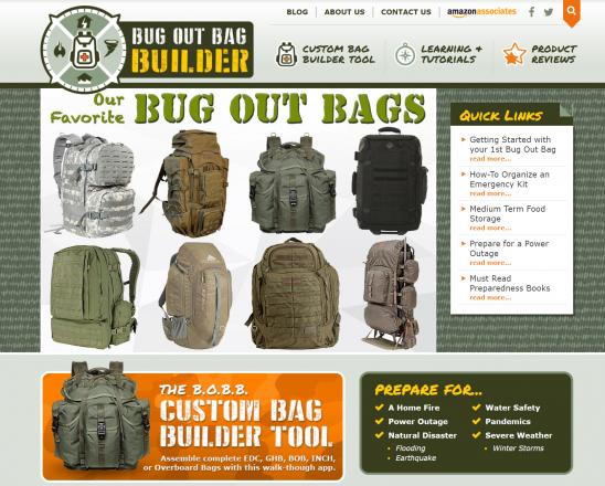 Bug Out Bag Builder website screen shot