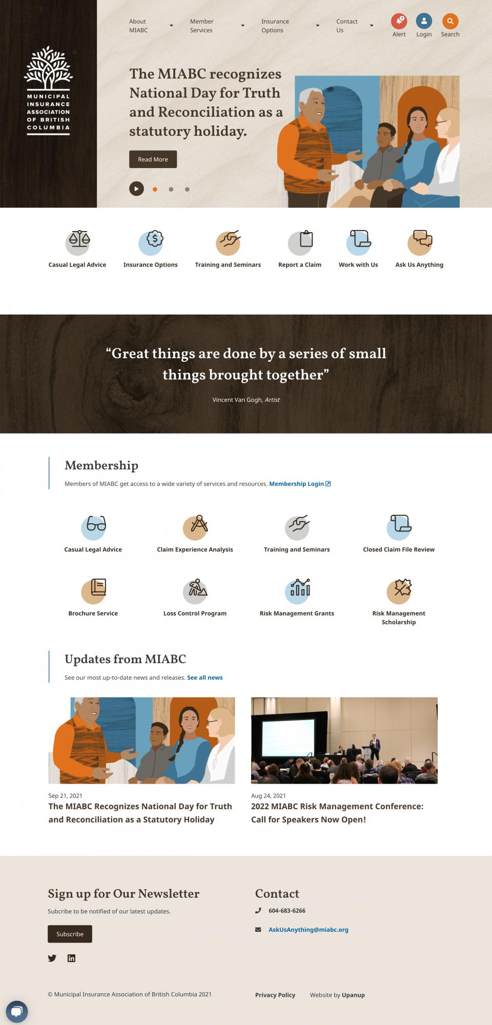 MIABC website homepage 