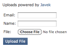 Screenshot of upload form