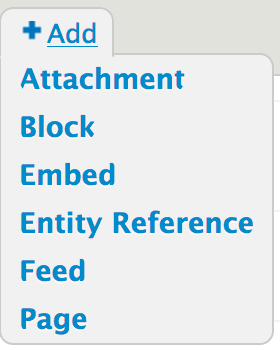 Select page or feed in the +Add dropdown