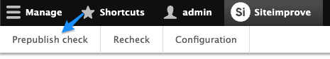 Siteimprove toolbar - Prepublish check