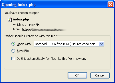 Opening index.php