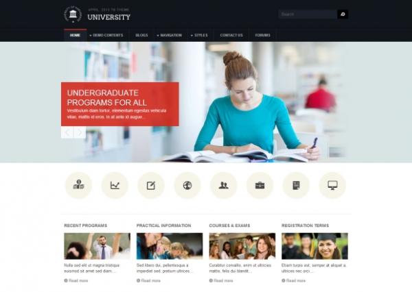 TB University - Education Drupal theme Homepage Screenshot