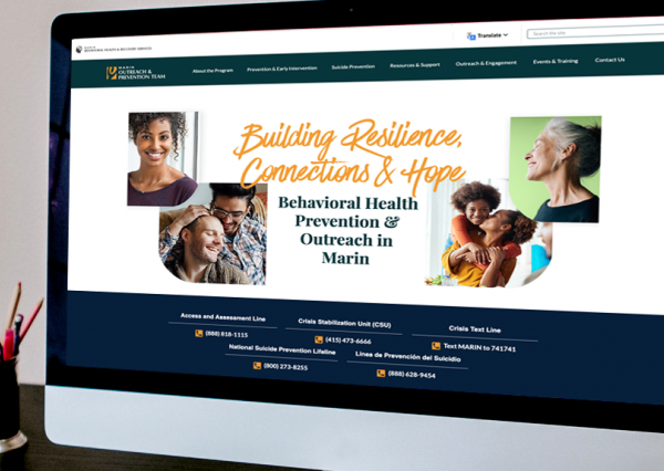 Marin County Behavioral Health and Recovery Services Prevention and Outreach Website