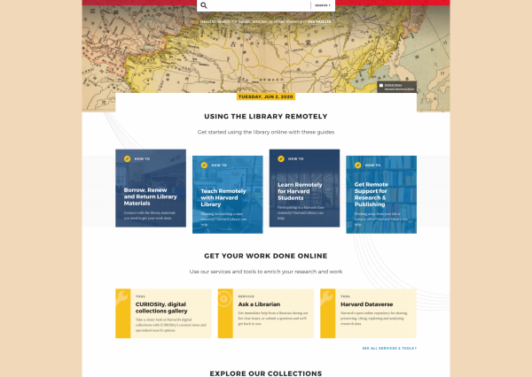 Harvard Library Home Page Screen shot