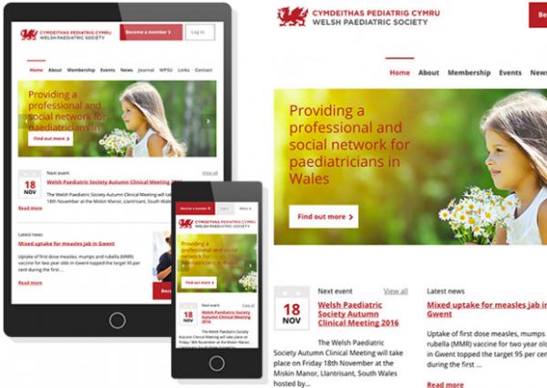 Welsh Paediatric Society - Drupal Website Homepage by Website Express