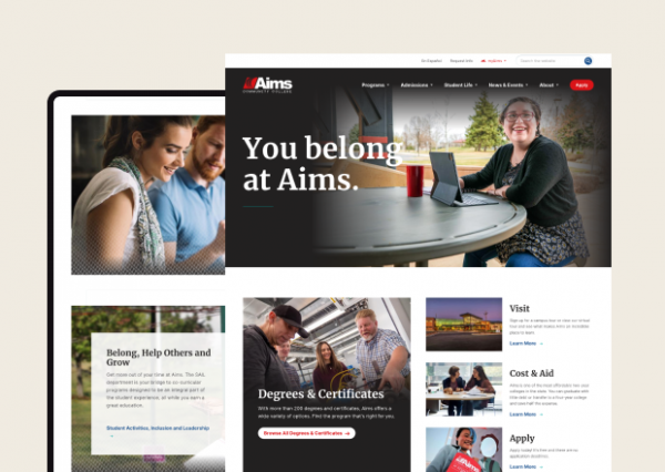 Screenshot of Aims.edu homepage