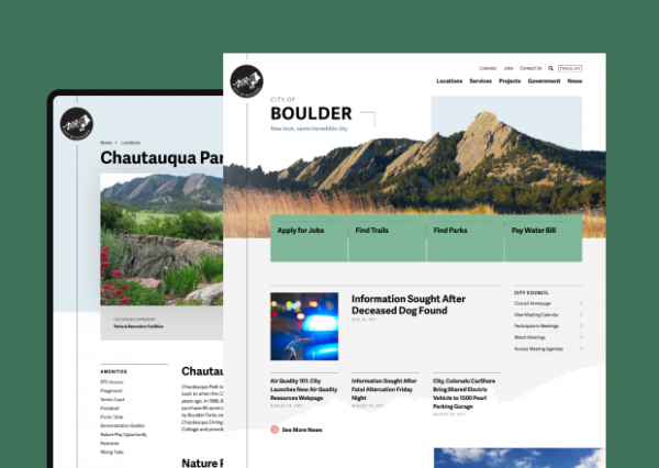 Screenshot of City of Boulder website homepage