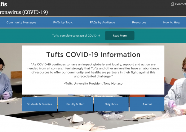 Tuft's coronavirus homepage