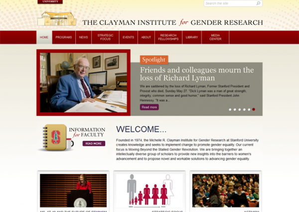 Stanford Clayman Institute for Gender Research frontpage
